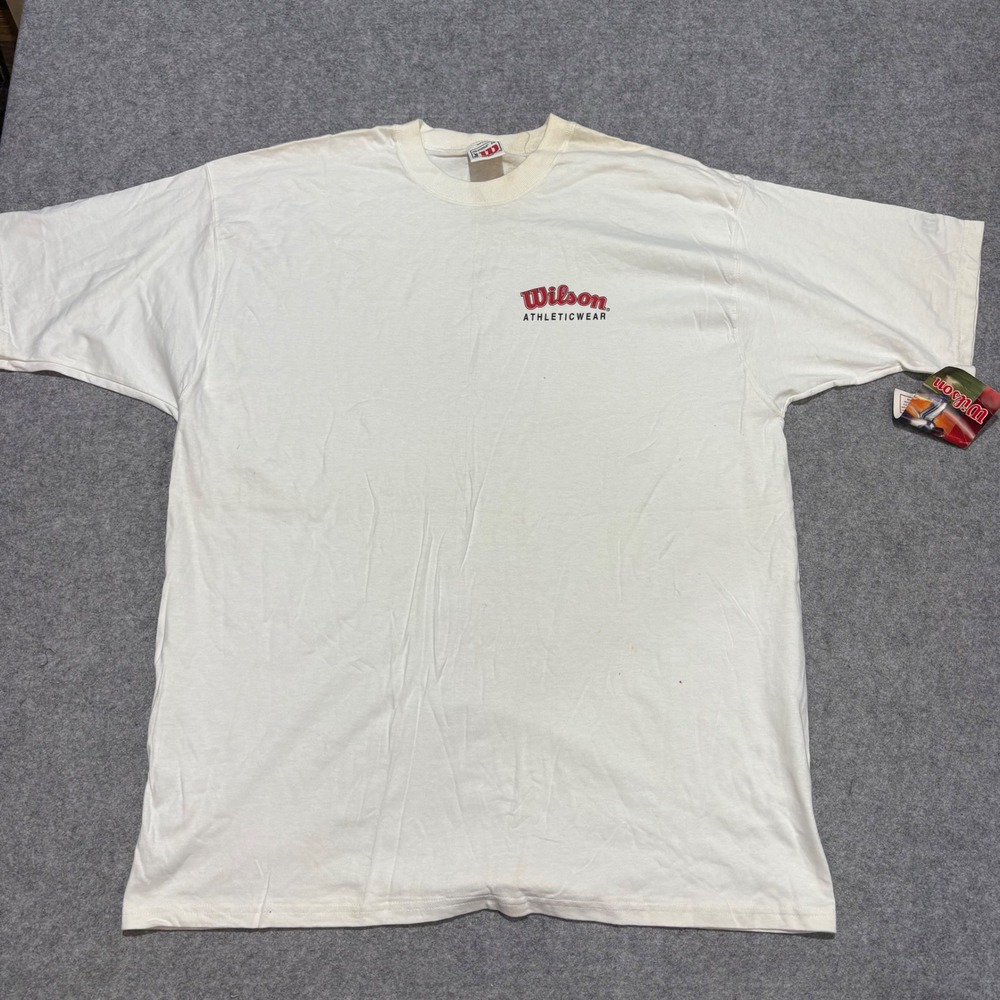 Vintage Wilson Athleticwear T-Shirt Mens 2XL White Made in USA New With Tags 90s